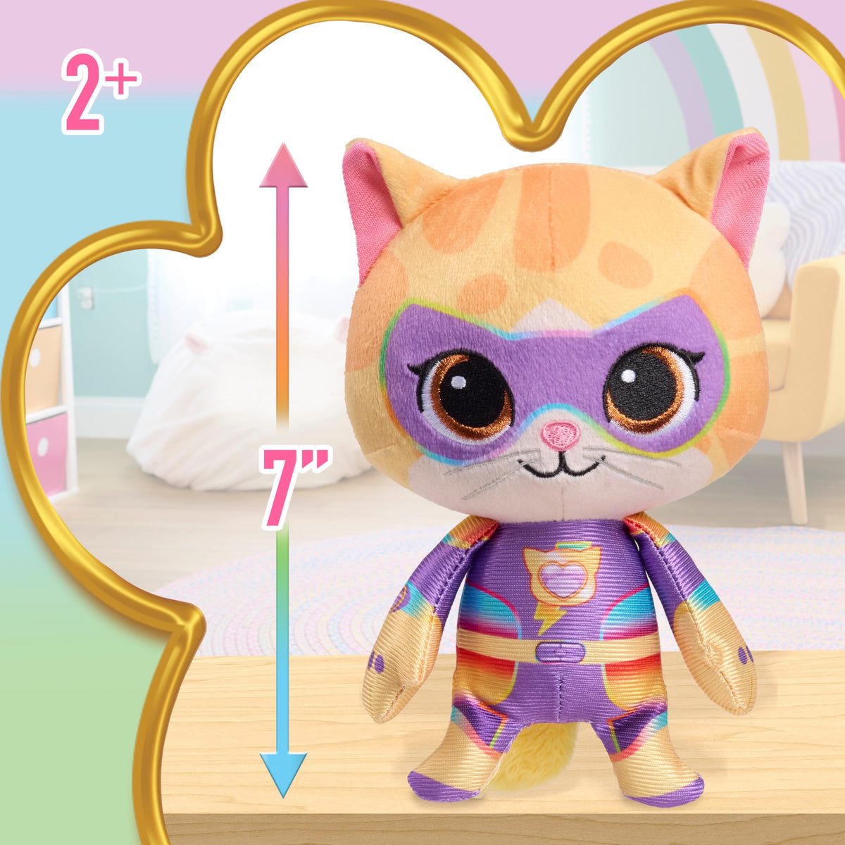 Disney Junior SuperKitties Su-Purr Charged 7-inch Small Sparks Plush Stuffed Animal, Sparks, Kitten, Kids Toys for Ages 2 Up by Just Play