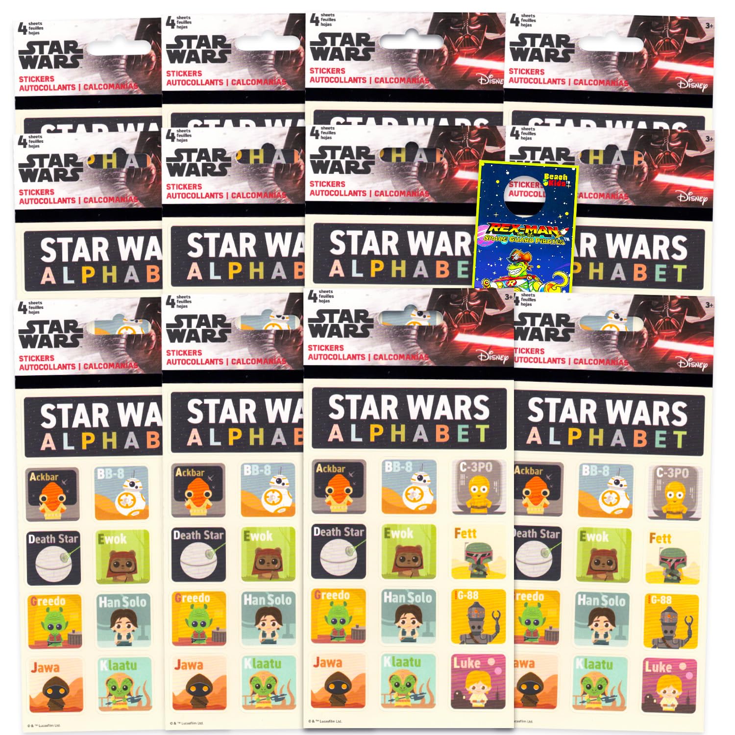 Star Wars Alphabet Reward Stickers - Bundle with Over 500+ Alphabet Bulk Stickers for Kids Featuring Luke Skywalker, Han Solo, C-3PO, More | Star Wars