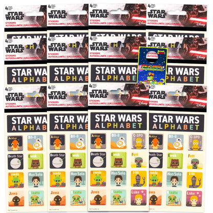 Star Wars Alphabet Reward Stickers - Bundle with Over 500+ Alphabet Bulk Stickers for Kids Featuring Luke Skywalker, Han Solo, C-3PO, More | Star Wars