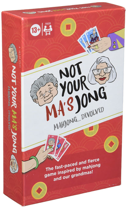 Hasbro Gaming Not Your Ma's Jong, A Fast-Paced Card Game for 3-4 Players Inspired by Mahjong and 2 Grandmas, Fun Family Party Game, Ages 13+
