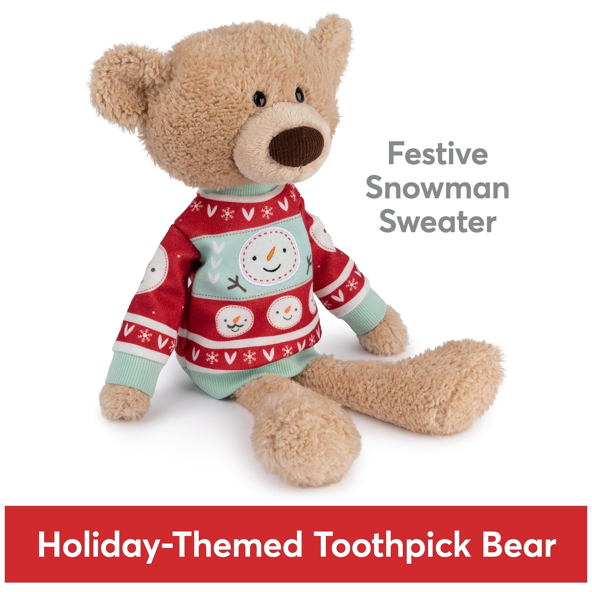 GUND Sleigh Toothpick 15-Inch Tan Teddy Bear in Holiday Sweater for Ages 1+