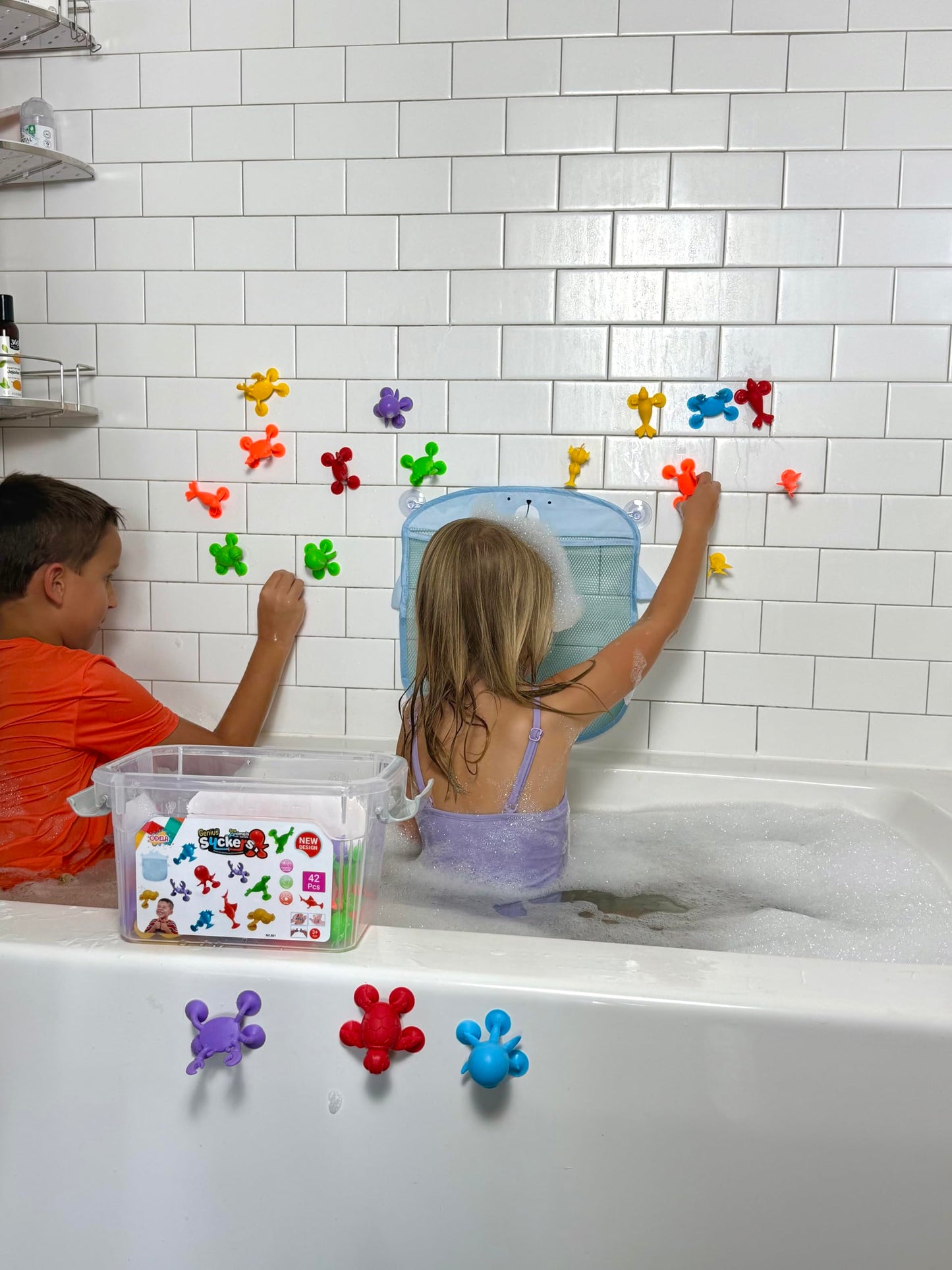 ODELA Genius Sucker Toys 42PCs Sea Animals Edition - Fun Colorful Toddler Bath Toy Animal Toys for Toddlers Safe and Durable Materials - Educational