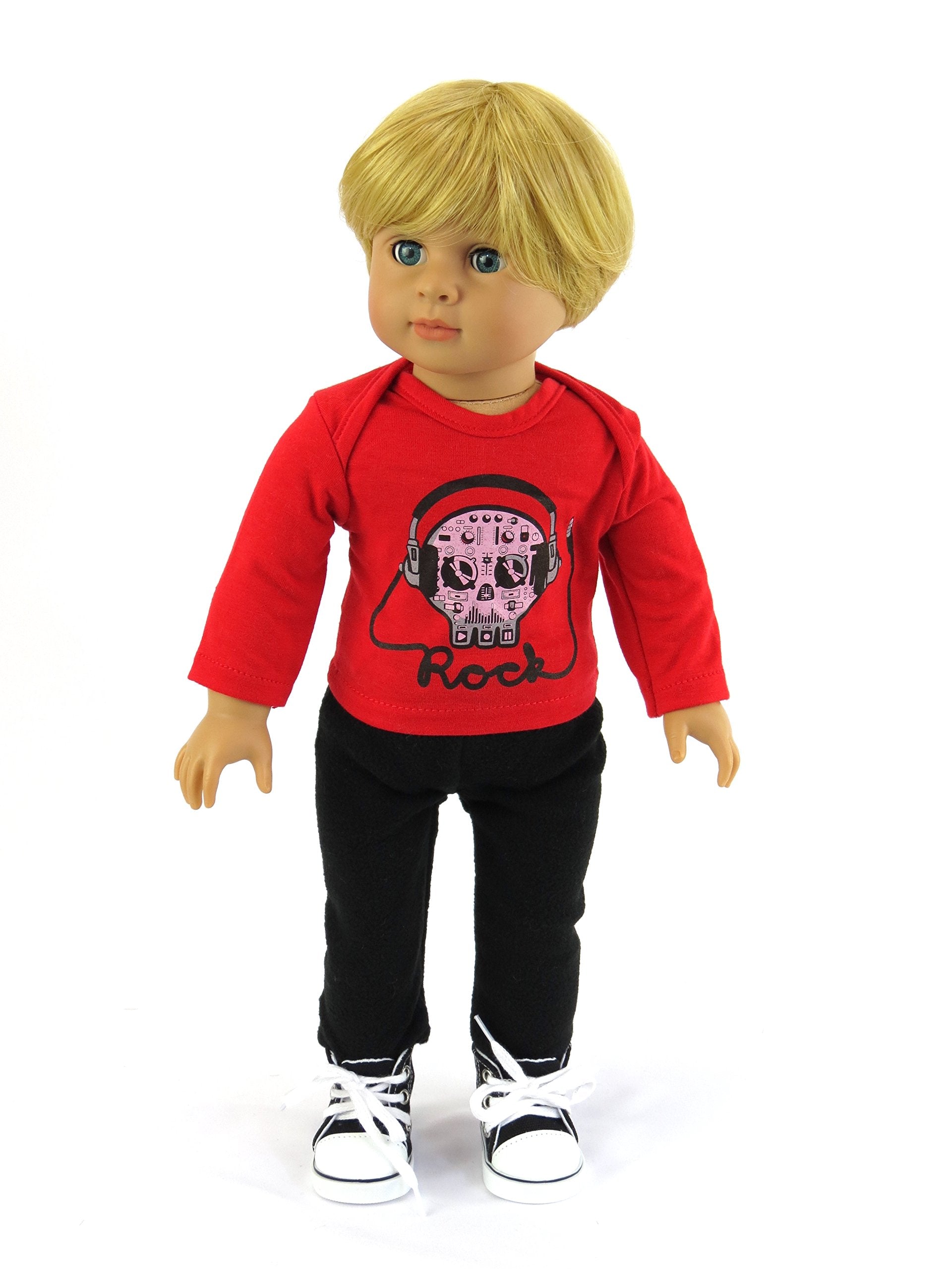 American Fashion World Boy’s Skull 3 Piece Vest and Pants Set for 18-Inch Dolls | Premium Quality & Trendy Design