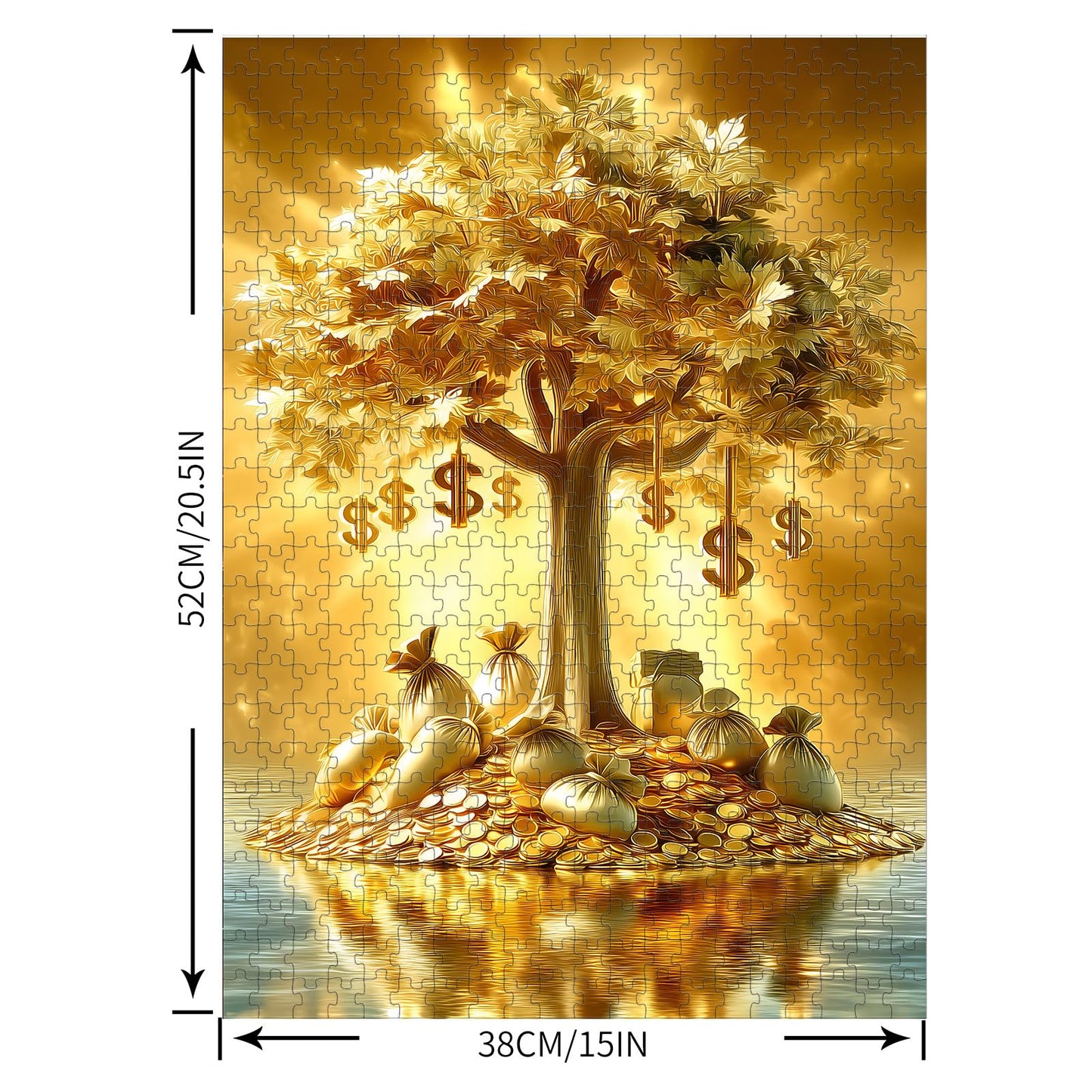 Puzzles for Adults 500 Pieces, Fortune Tree Jigsaw Puzzles - Golden Money Tree, Impossible Money Puzzle for Seniors Families,20.47x14.96 inches, 1:1