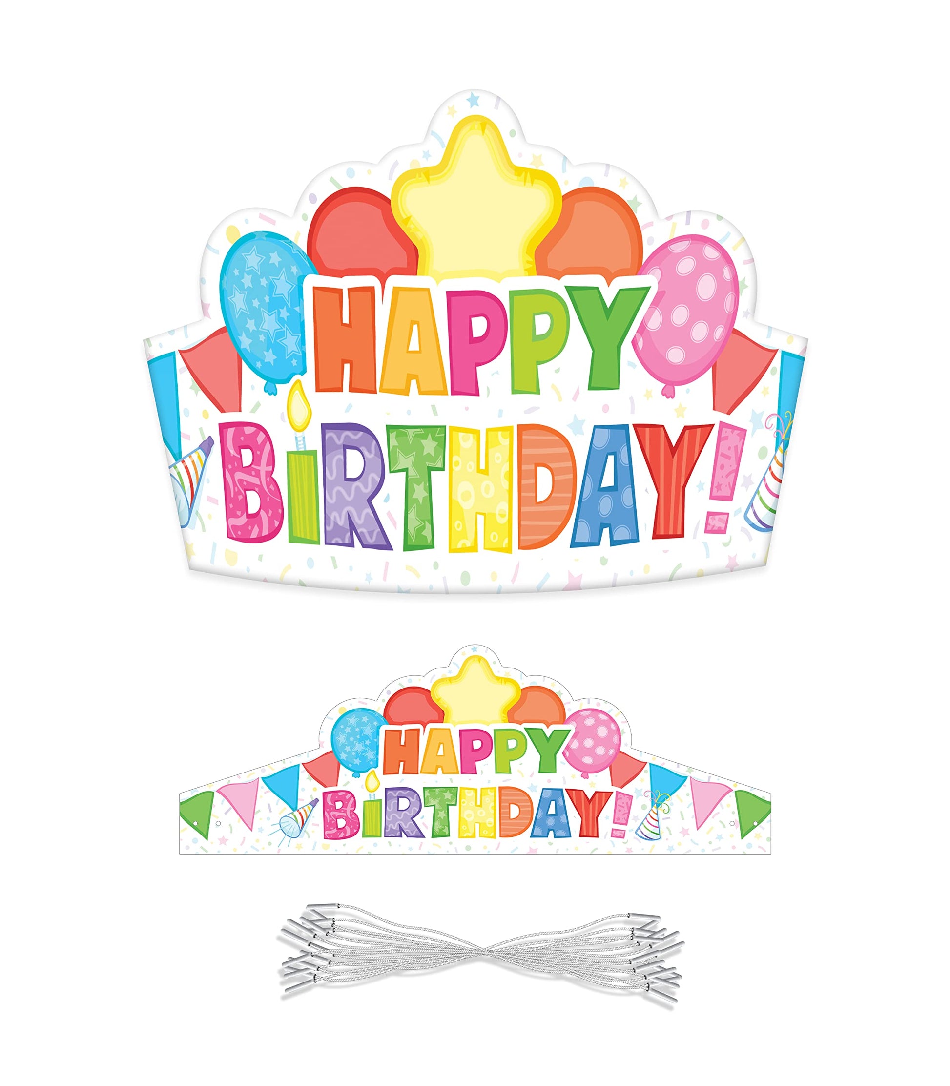 Carson Dellosa 30-Piece Birthday Crowns for Kids, Happy Birthday Party Hats for Kids, Colorful Paper Birthday Crowns for Classroom Party Supplies