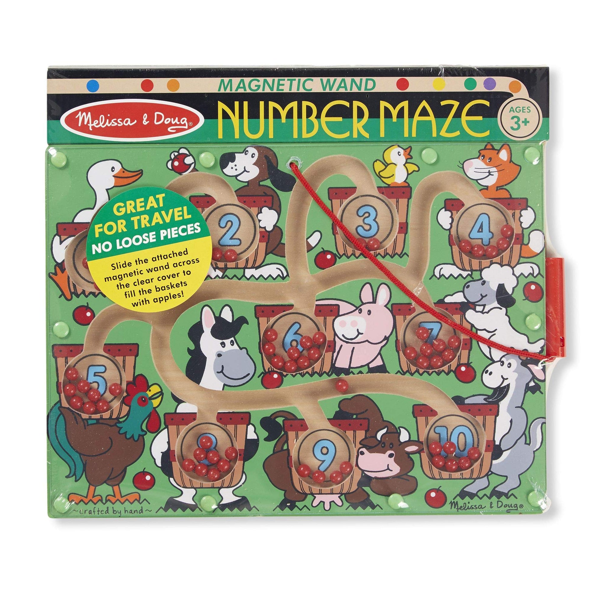 Number Maze: Wooden Activity Board Bundle with 1 Theme Compatible M&D Scratch Fun Mini-Pad (02280)