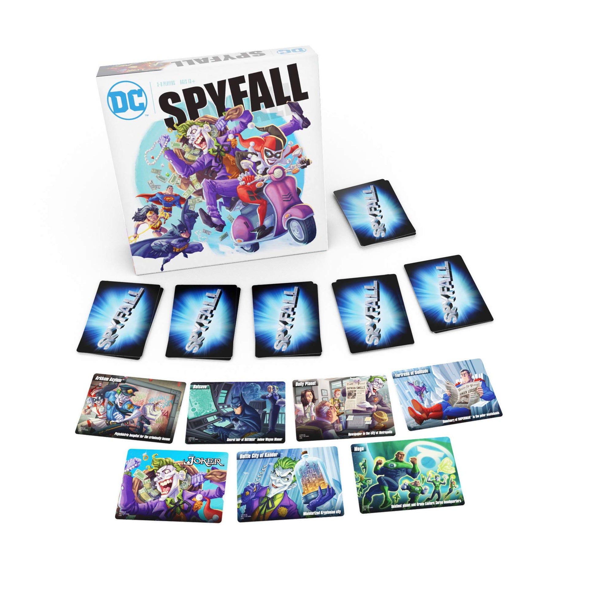 DC Spyfall - The Perfect Party Game - Find The Joker Before Time Runs Out - for 3 to 8 Players - Board Games for Teens and Adults - Featuring Batman