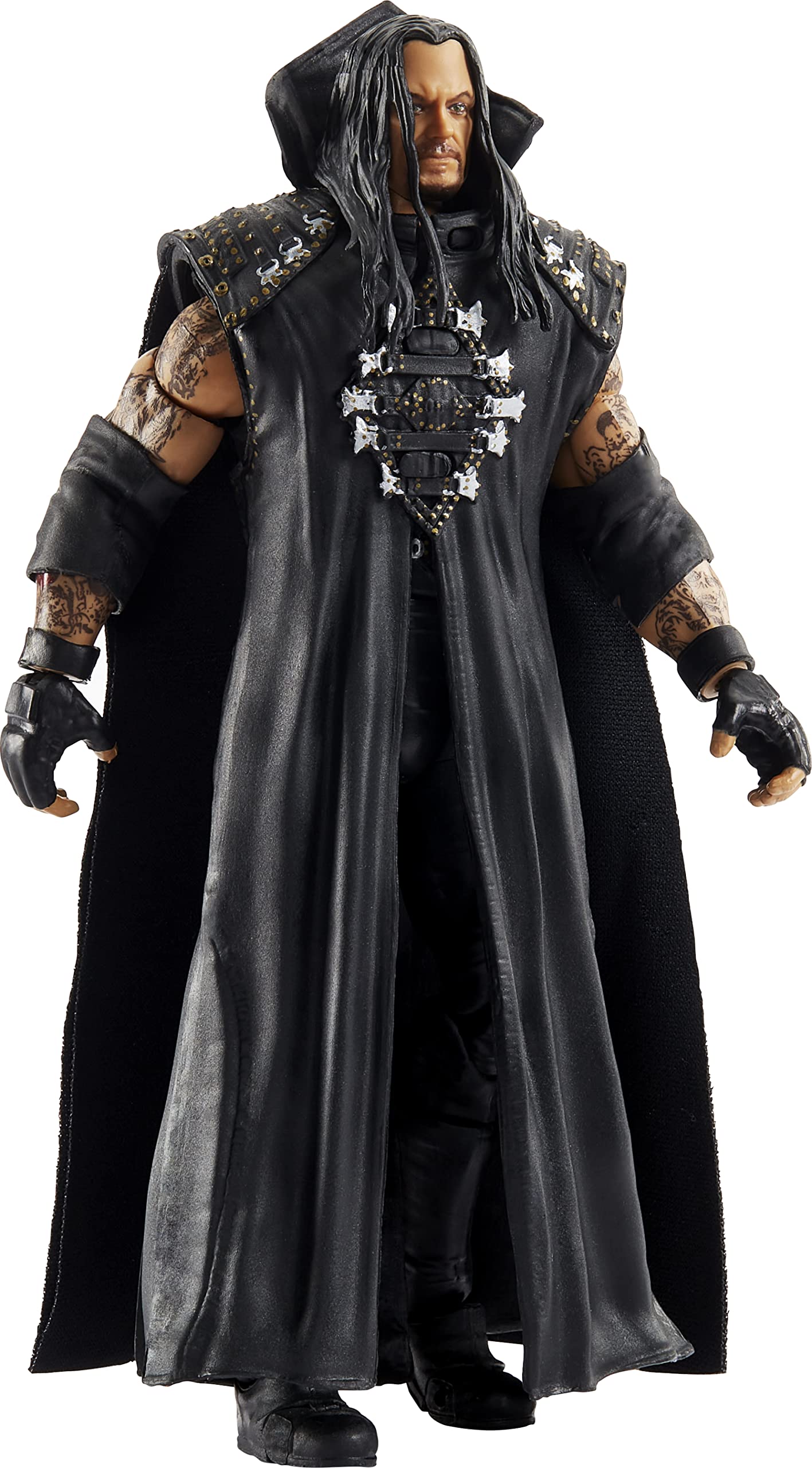 WWE Ultimate Edition Undertaker Action Figure, 6-inch Collectible with Extra Heads, Swappable Hands & WrestleMania XIV Entrance Jacket for Ages 8