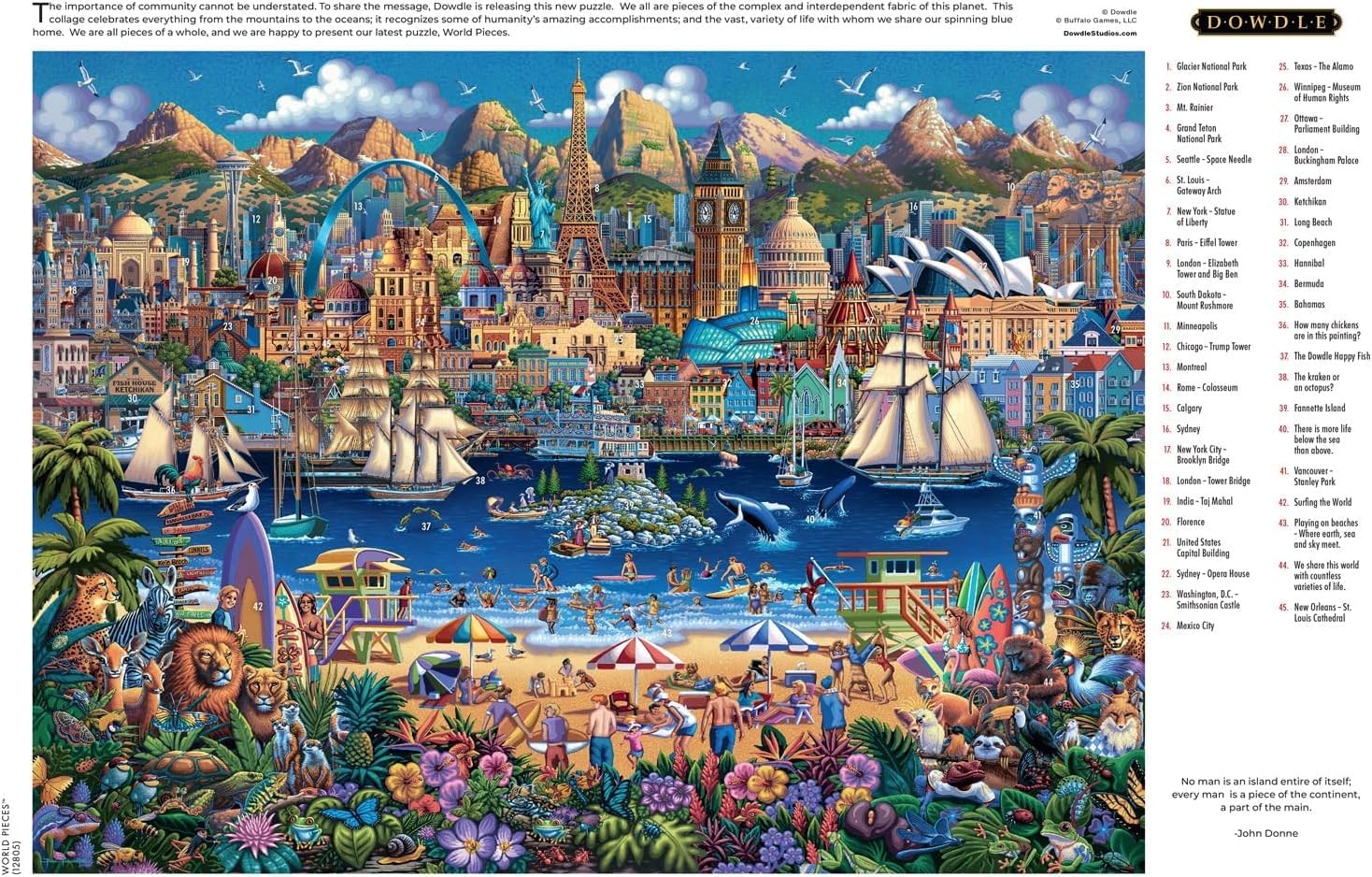 Buffalo Games - Dowdle - World Pieces - 1000 Piece Jigsaw Puzzle for Adults -Challenging Puzzle Perfect for Game Nights - Finished Size is 26.75 x