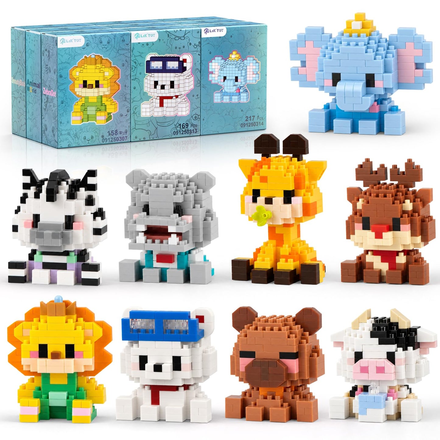 Finger Rock 9Pack Animals Party Favors Building Set, 1684PCS Cute Animal Set for Goodie Bag Stuffers Classroom Prizes, Party Favors Birthday Gift
