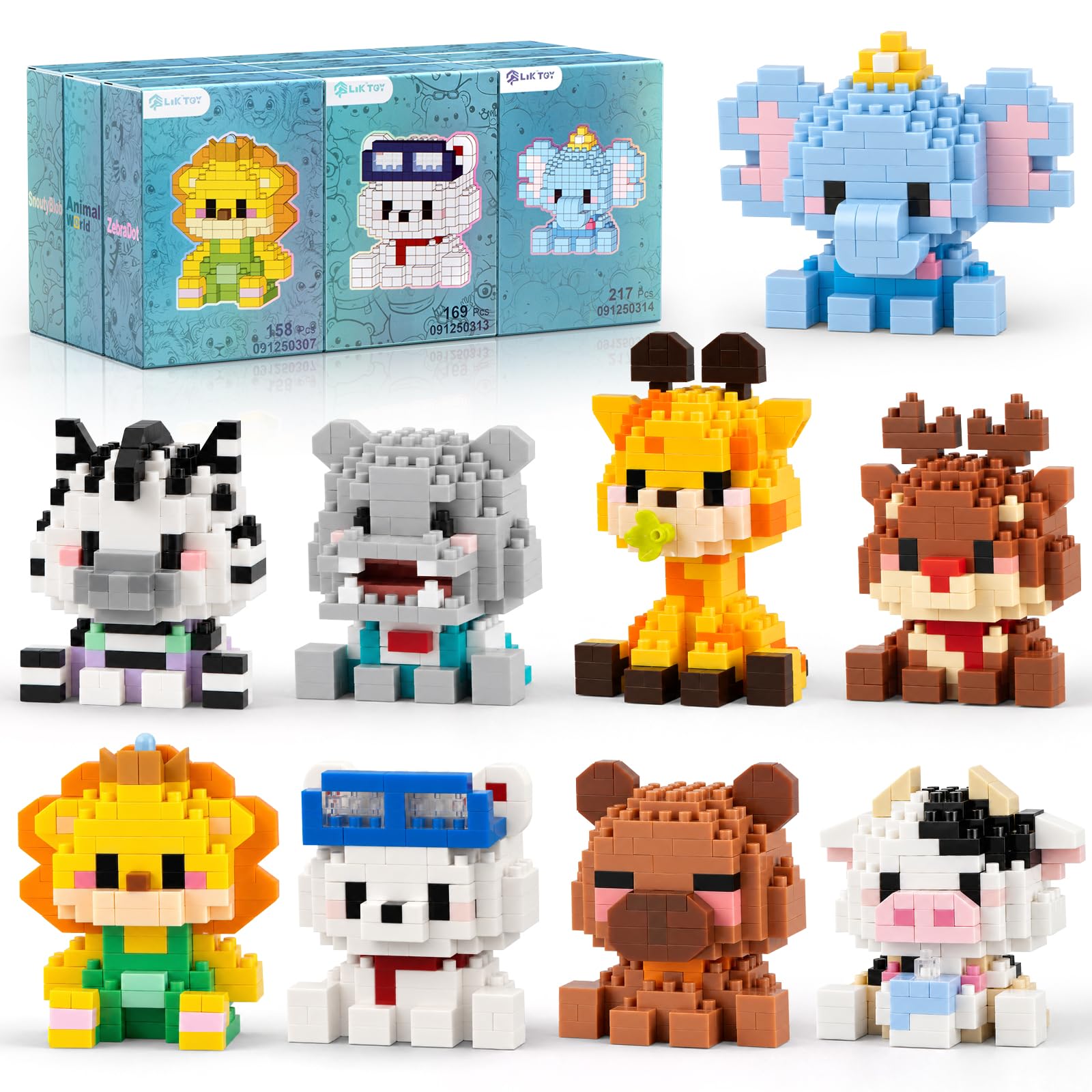 Finger Rock 9Pack Animals Party Favors Building Set, 1684PCS Cute Animal Set for Goodie Bag Stuffers Classroom Prizes, Party Favors Birthday Gift