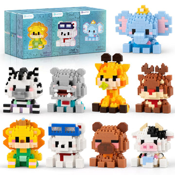Finger Rock 9Pack Animals Party Favors Building Set, 1684PCS Cute Animal Set for Goodie Bag Stuffers Classroom Prizes, Party Favors Birthday Gift