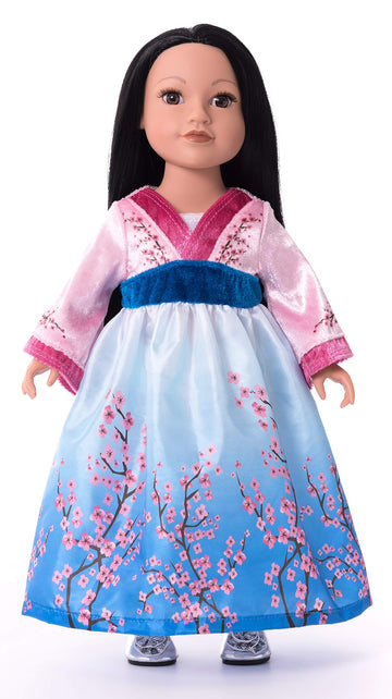 Little Adventures Cherry Blossom Princess Dress - Machine Washable Child Pretend Play and Party Clothes With No Glitter - Doll Not Included