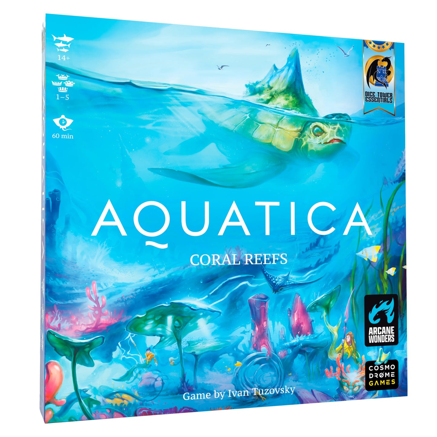 Arcane Wonders Aquatica Coral Reef Expansion Board Card Game - New Underwater Creatures Encounters - 1 to 5 Players Ages 14+ 60 Minutes - Enhance Your