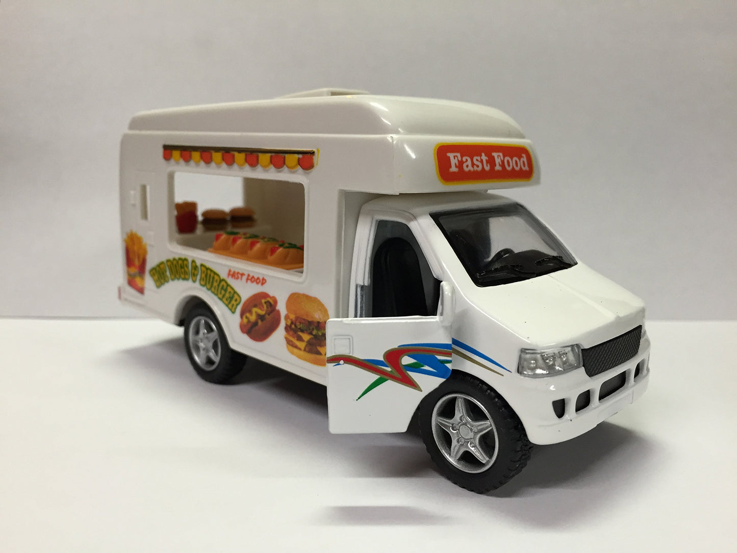 KinsFun Food Truck Die Cast Metal 5 inch Pullback Action