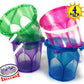 Matty's Toy Stop Beach Gear 6.5" Opaque Plastic Sand Buckets (Pails) Blue, Pink, Green & Purple Party Set Bundle - 4 Pack