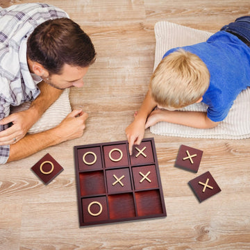 Juvale Tic Tac Toe Board Game - Outdoor Table Games for Patio & Indoor Tabletop Play - Portable Board & Storage Box - 9.5 x 9.5 in, Cherry Red Solid