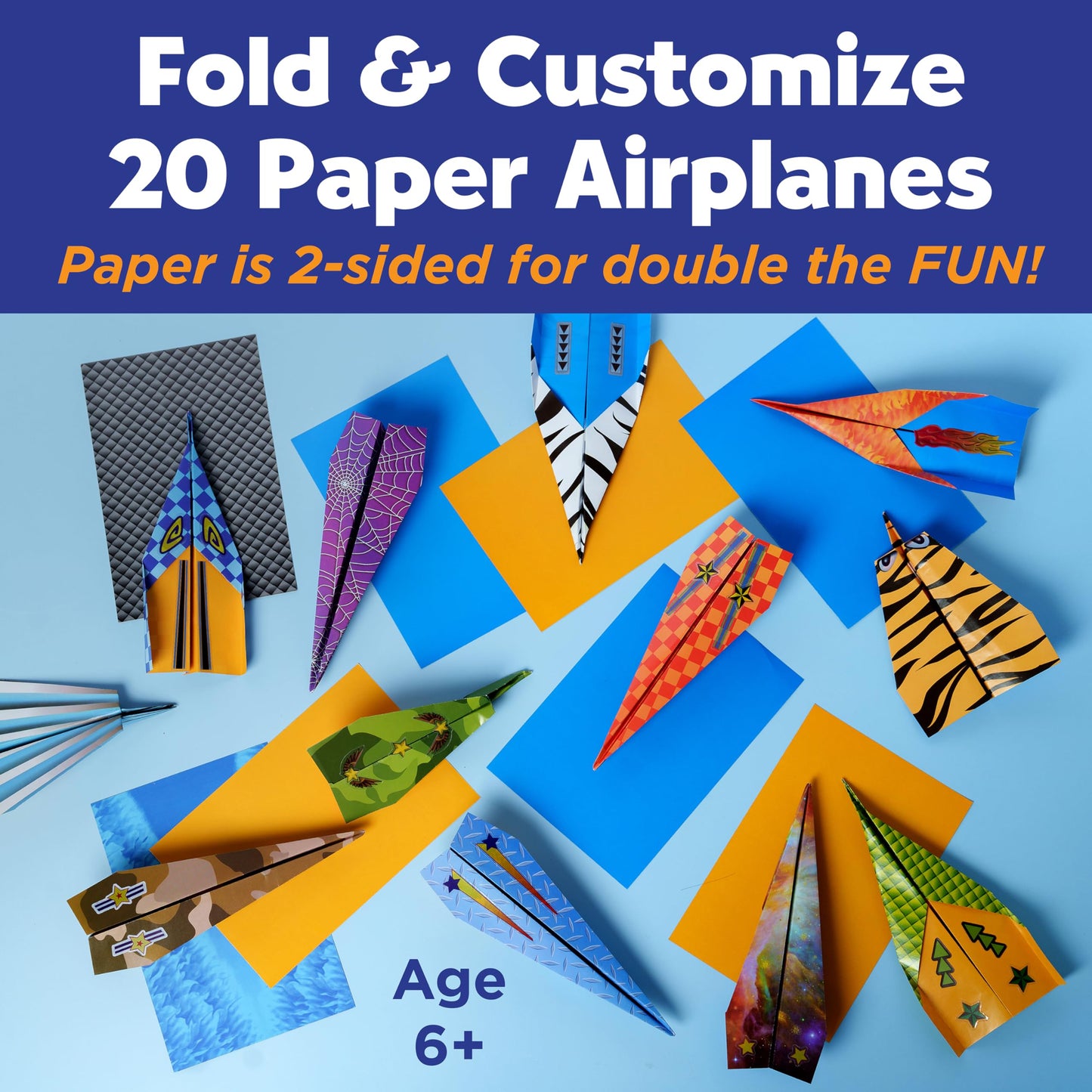 Creativity for Kids Paper Airplane Squadron - Create 20 Paper Airplanes | Fun Summer Crafts | Mini Craft Kit for Boys, Small Gift for Boys, Kids