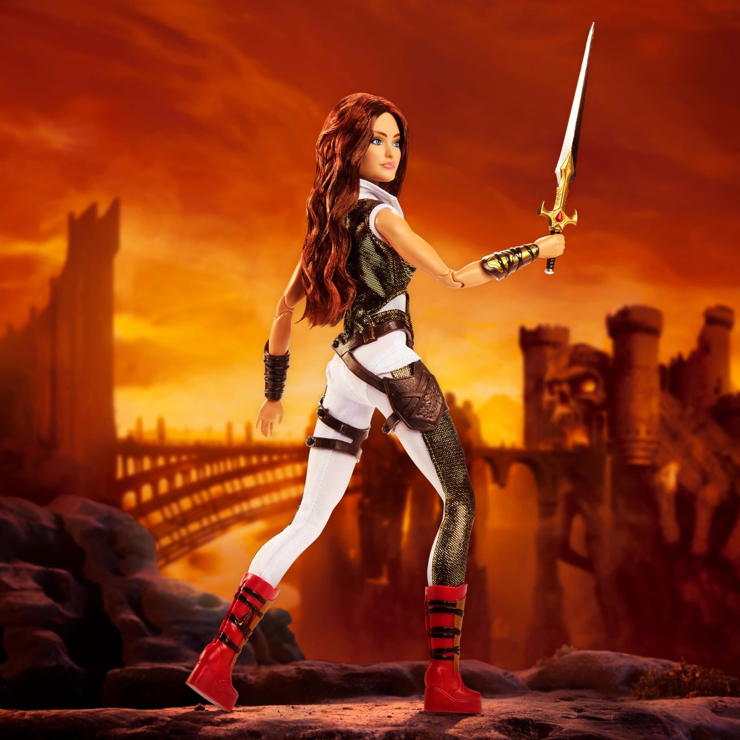 Barbie Signature Doll, Teela Collectible in Jumpsuit, Sword, Doll Stand & Displayable Packaging, Motu Movie Theme