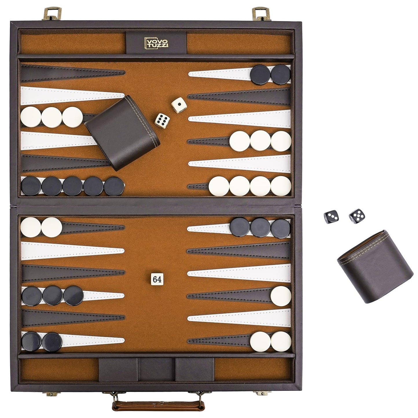 Backgammon Sets for Adults, 15 Inch PU Leather Backgammon Set, Portable Travel Backgammon Board Game, Classic Strategy Checkerboard Design Backgammon