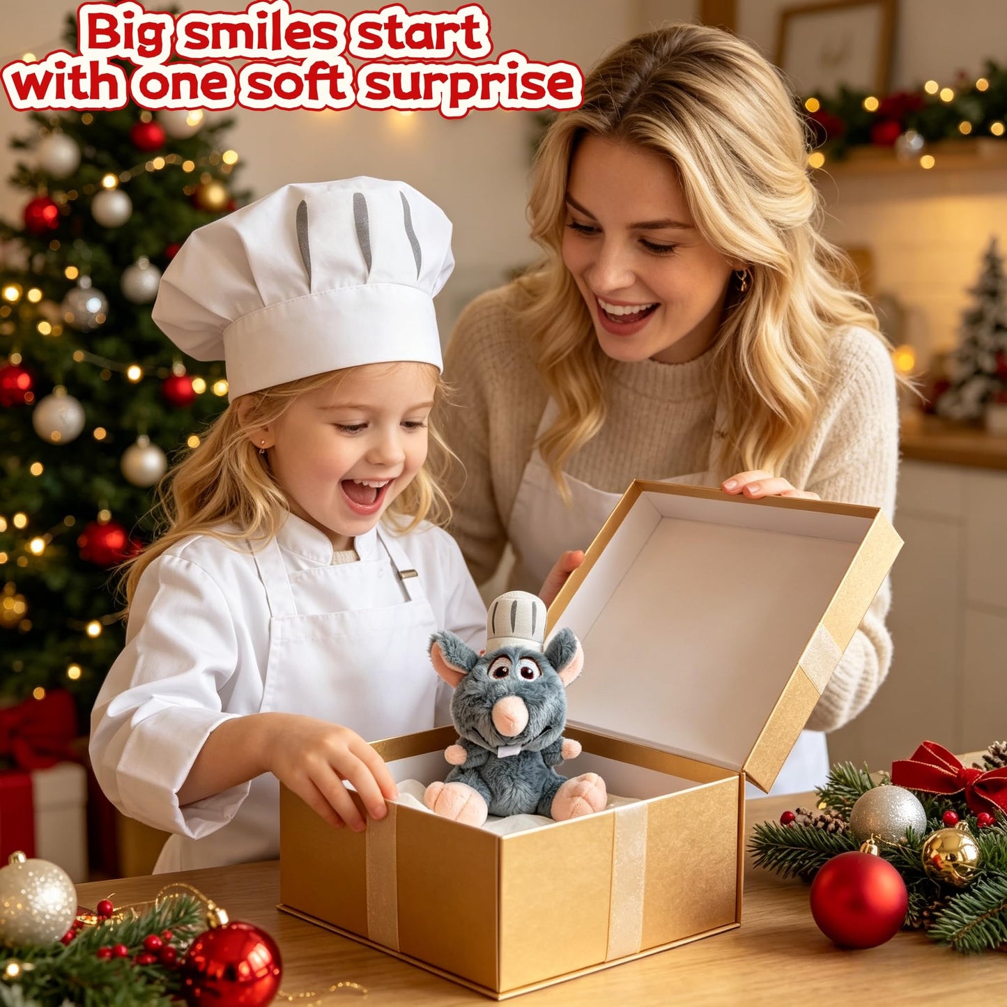 HSEFOGC 6" Magnetic Chef Rat Plush - Shoulder Riding and Hanging Keychain Toy