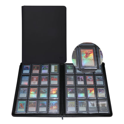 GrinOwl 16 Pocket Top loader Binder, Holds 640 Top Loaders, Large Top loader Card Binder with Sleeves for Cards in 3" x 4" Top loaders