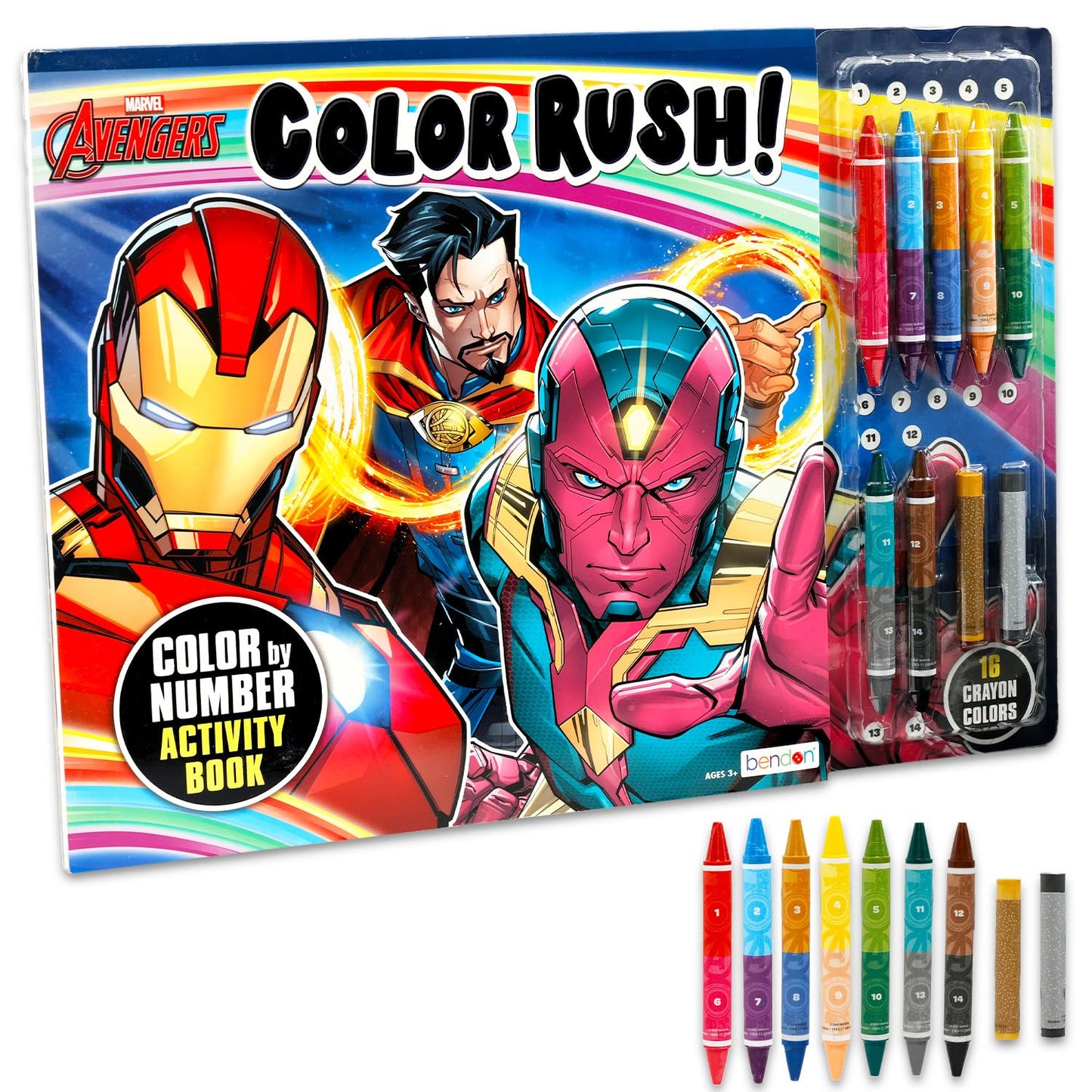 Marvel Avengers Color by Number Coloring Pad Activity Set Iron Man Captain America Color By Number Activity Book Bundle | Crayons, Coloring Pages