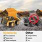 KidsFaves RC Dump Truck, 9CH Remote Control Dump Truck with Metal Dump Bed, 45° Lifting & 360° Rotation, 2 Batteries, Lights & Sounds, Construction