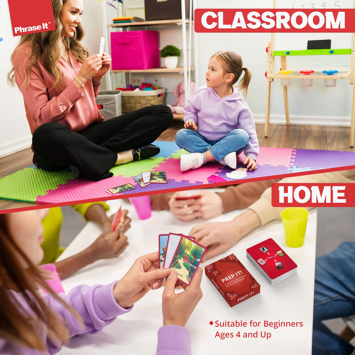 Prep It English Flash Cards Game for Learning Prepositions - Sight Words for Sentence Building and Reading Activities - Used for ESL Teaching