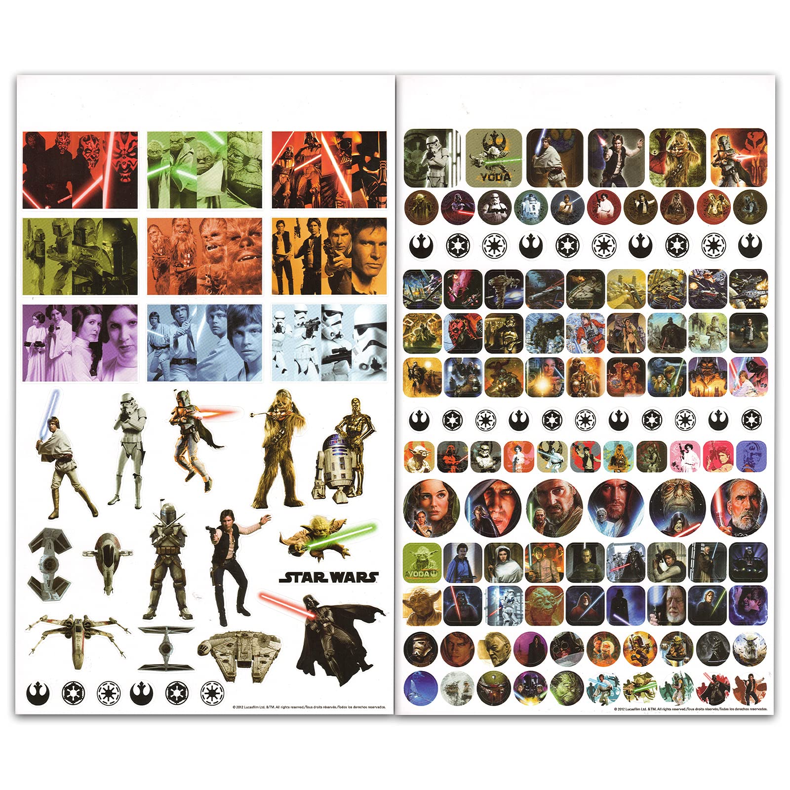 Star Wars Stickers - 4 Sheets, 295+ Classic Star Wars Trilogy Decorative Reward Stickers Plus Bookmark Featuring Darth Maul, Darth Vader, Yoda, More