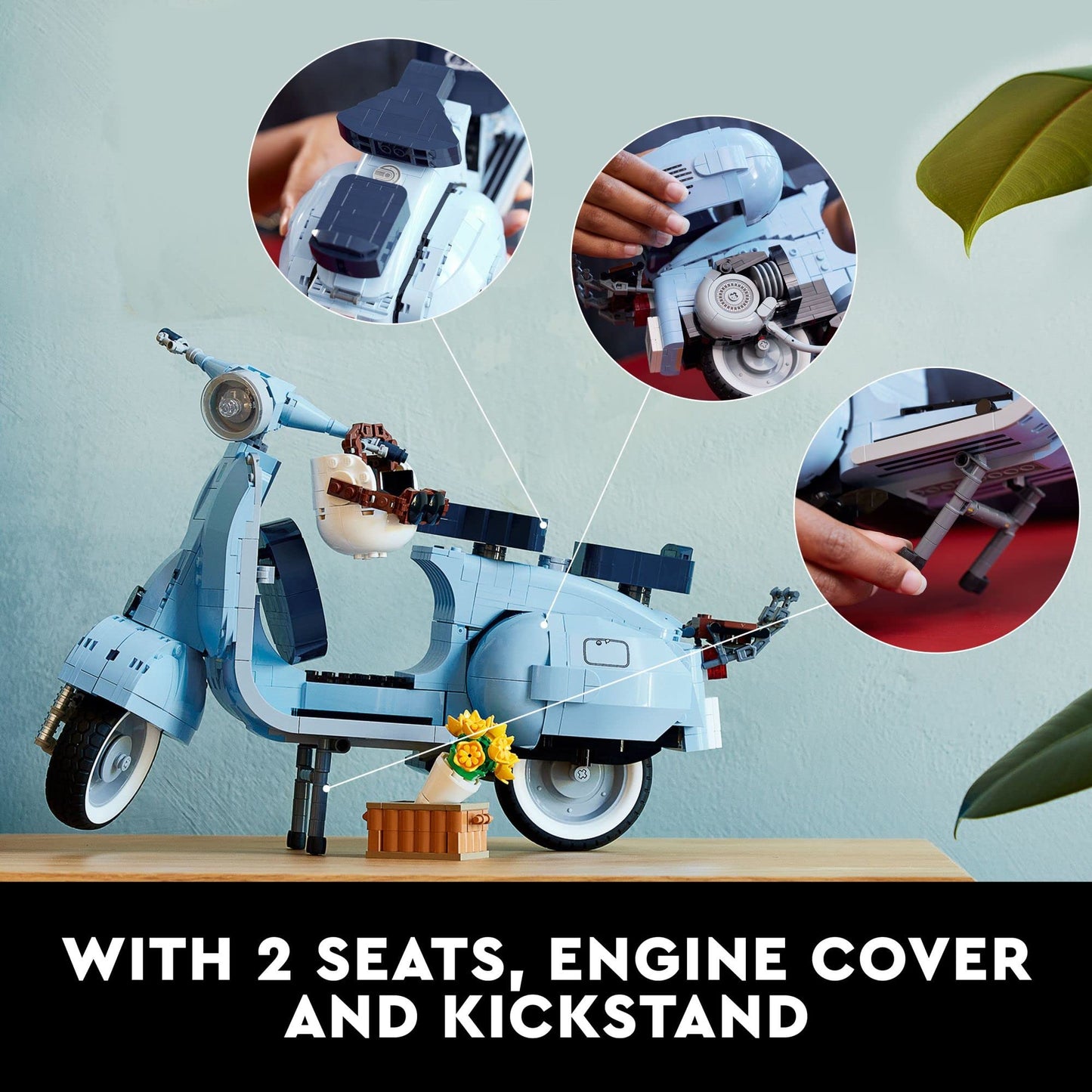 LEGO Icons Vespa 125 Model Building Kit - Vintage Italian Scooter DIY Craft Kit for Adults, Ages 18+ - Gift for Birthdays - Includes Kickstand