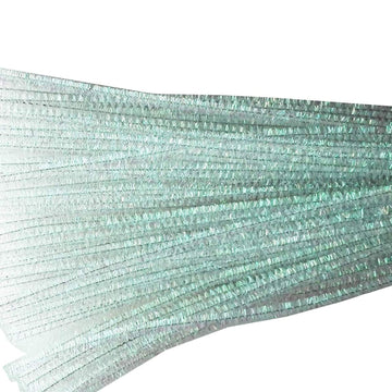 Carykon 100 PCS 12 Inch Iridescent Sparkly Tinsel Stems Pipe Cleaners (White)