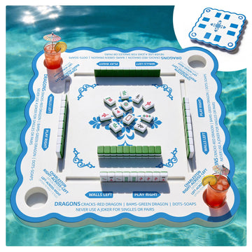 Floating Mahjong Table for Pool, 2-in-1 Pool Mahjong & Floating Card Table for Pool, 31.5” Mahjong Pool Float Table, EVA Floating Game Table for Pool