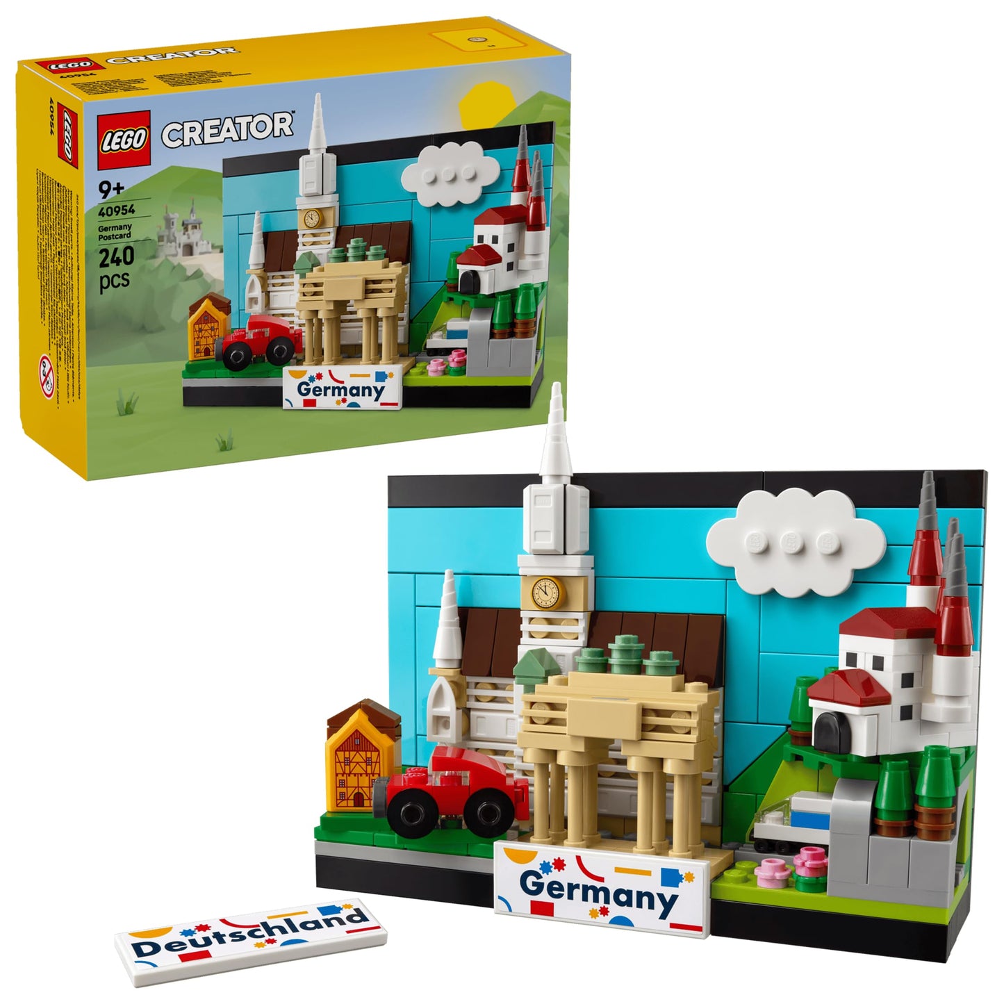 LEGO Creator Germany Postcard - 240-Piece 3D Landmark Building Set with Brandenburg Gate & Munich New Town Hall, Collectible Travel Souvenir Display