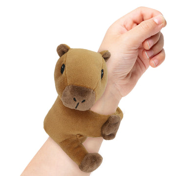 DolliBu Capybara Stuffed Animal Slap Bracelet - Fluffy Wild Animal Magnetic Snap Bracelet for Kids, Wearable Plush Slap Wrist Band Toy for Children's