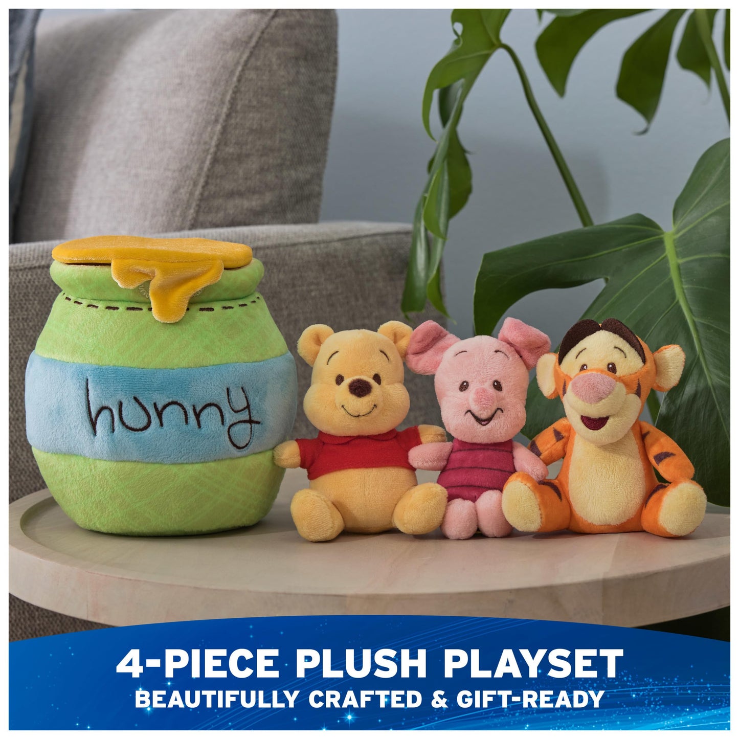 GUND Disney Winnie the Pooh 4-Piece Sensory Plush Toy Playset for Babies