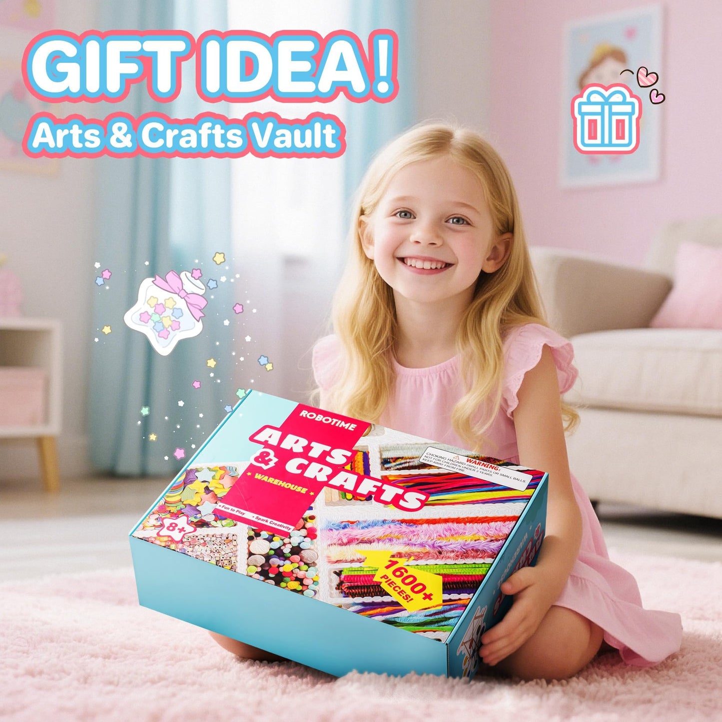 ROBOTIME Ultimate Craft Gift for Girls Ages 8-12 | All-in-One Creative Arts & Crafts Kit with 1600+ Pieces | DIY Maker Warehouse for Beginner Kids