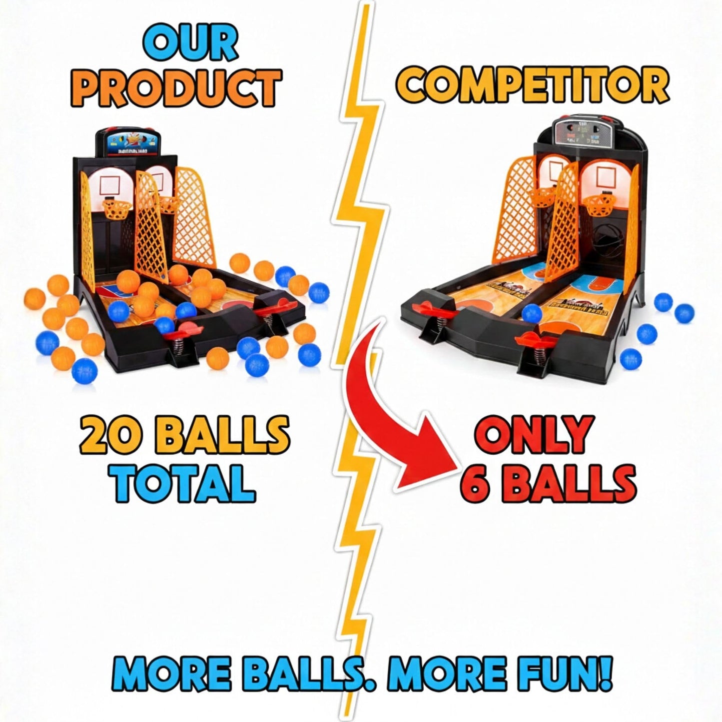 ArtCreativity Mini Basketball Games, with 20 Mini Balls, Basketball Toys, Tabletop Game for Kids and Adults, Desk Games for Office, Best Basketball