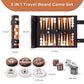 Woodronic 3 in 1 Travel Chess Checkers Backgammon Set, Roll-up Leather Backgammon Game Set with 32 Pearl Textured Pieces and 5 Dices, Portable Travel