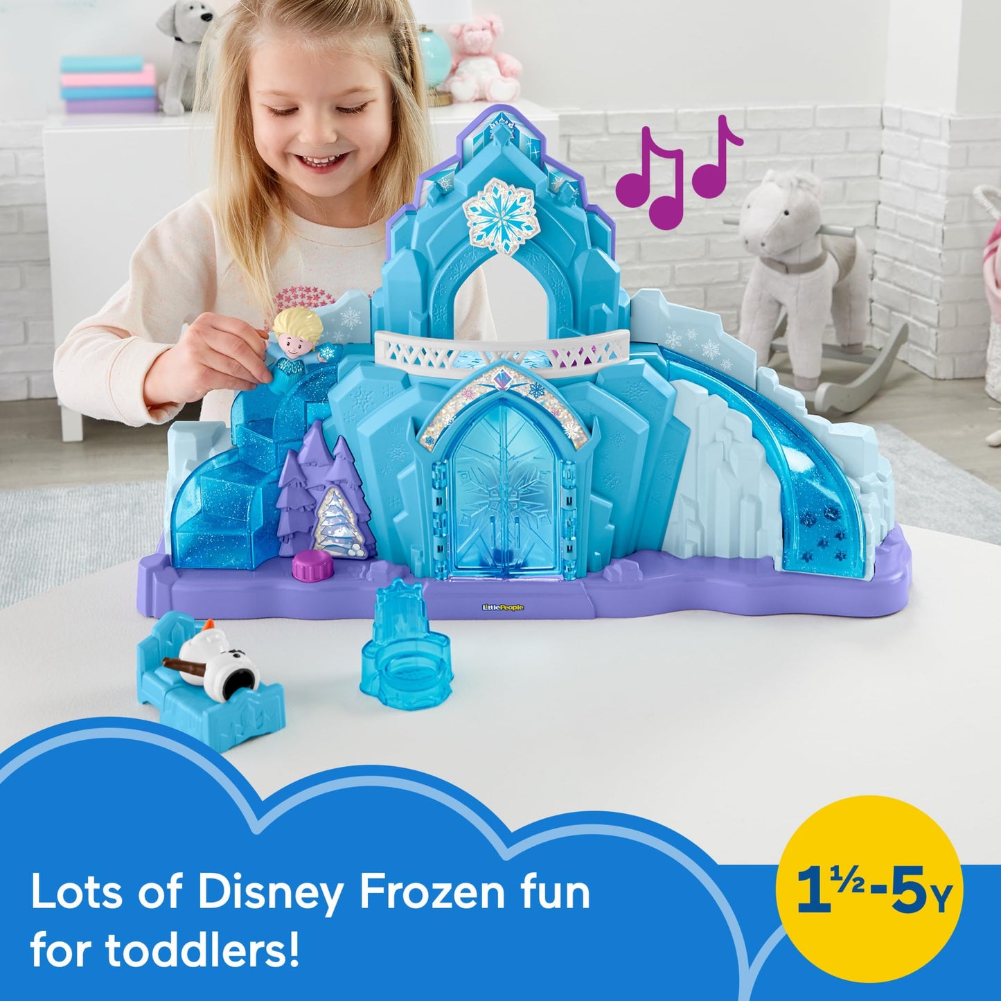 Fisher-Price Little People Toddler Toy Disney Frozen Elsa’s Ice Palace Musical Playset with Figures for Pretend Play Kids Ages 18+ Months (Amazon