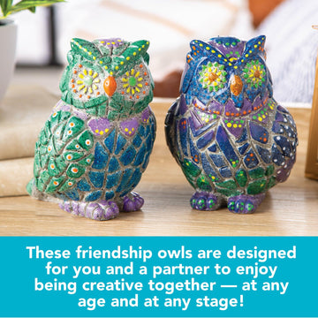 MindWare Two Creative Friendship Owls Stone Décor Painting Craft Kit for Two - Ideal Kids Arts & Crafts Kit for Ages 8 & Up - Learn How to Paint
