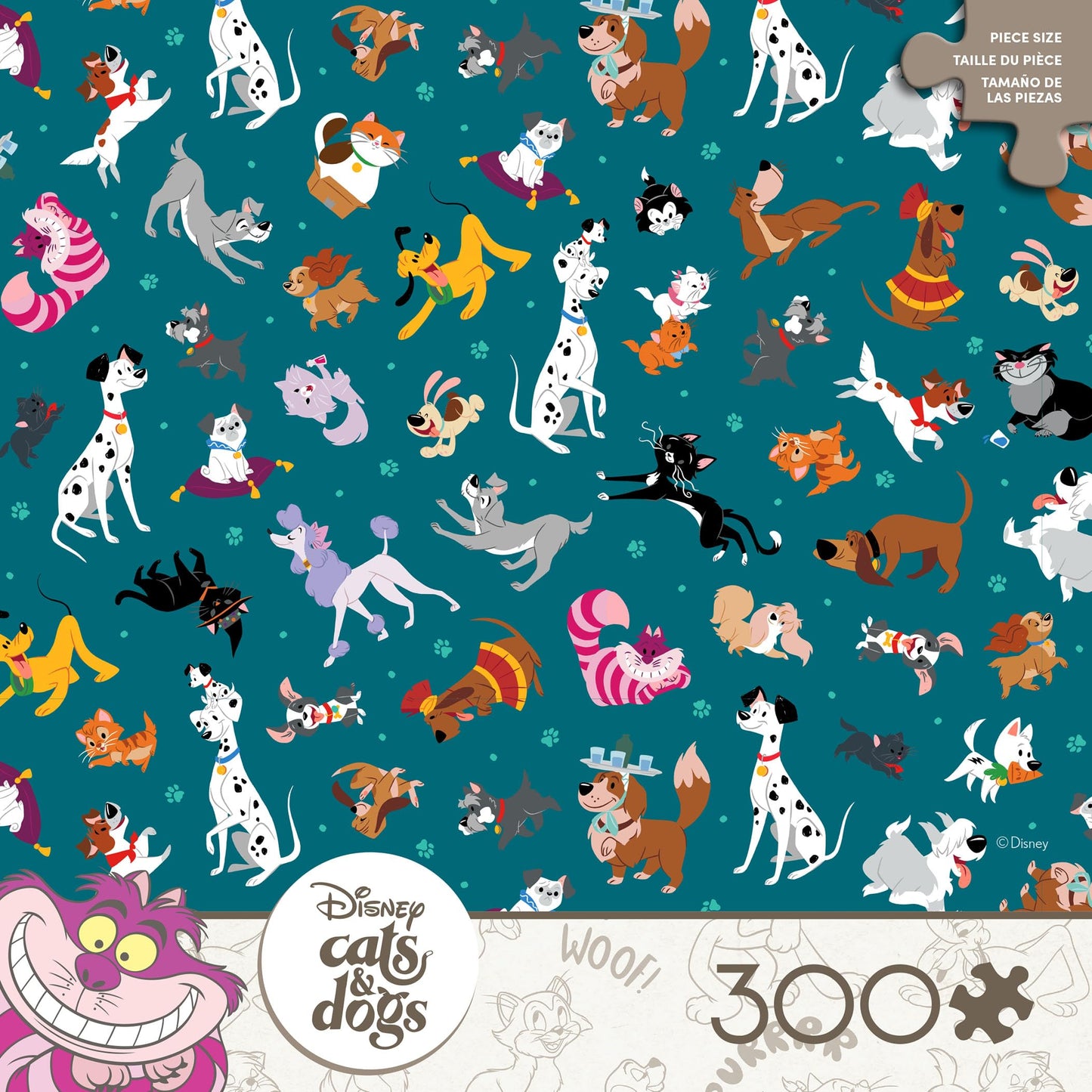 CEACO Disney Pets Collage, 300 Piece Disney Puzzle, Reference Poster