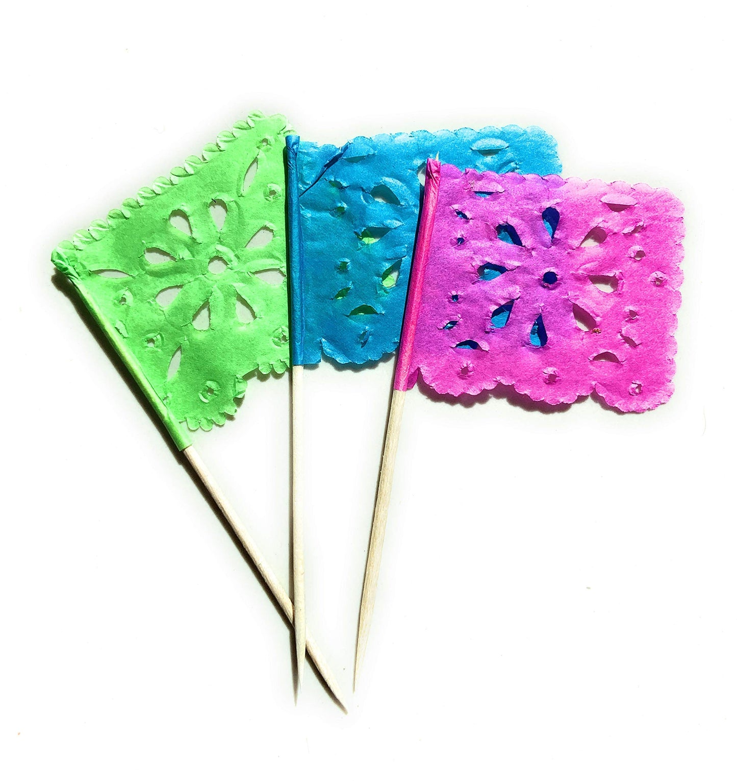 Set of 24 Pcs Multi-Colored Mini Mexican Papel Picado Tissue Flags