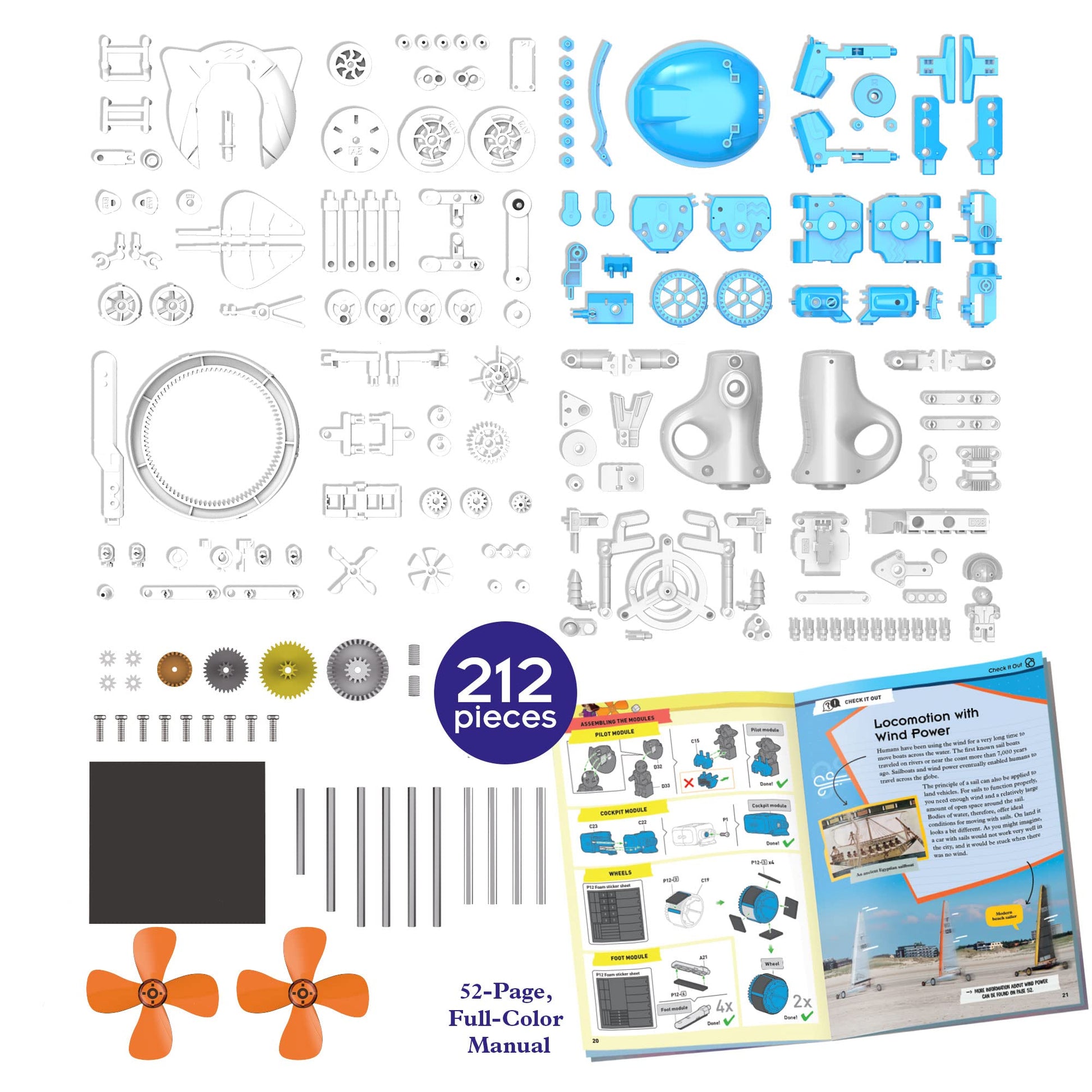 Thames & Kosmos WindBots 6-in-1 Engineering STEM Kit | Build 6 Wind-Powered Bots, No Batteries/Electricity Required | Explore Wind Technology, Gear