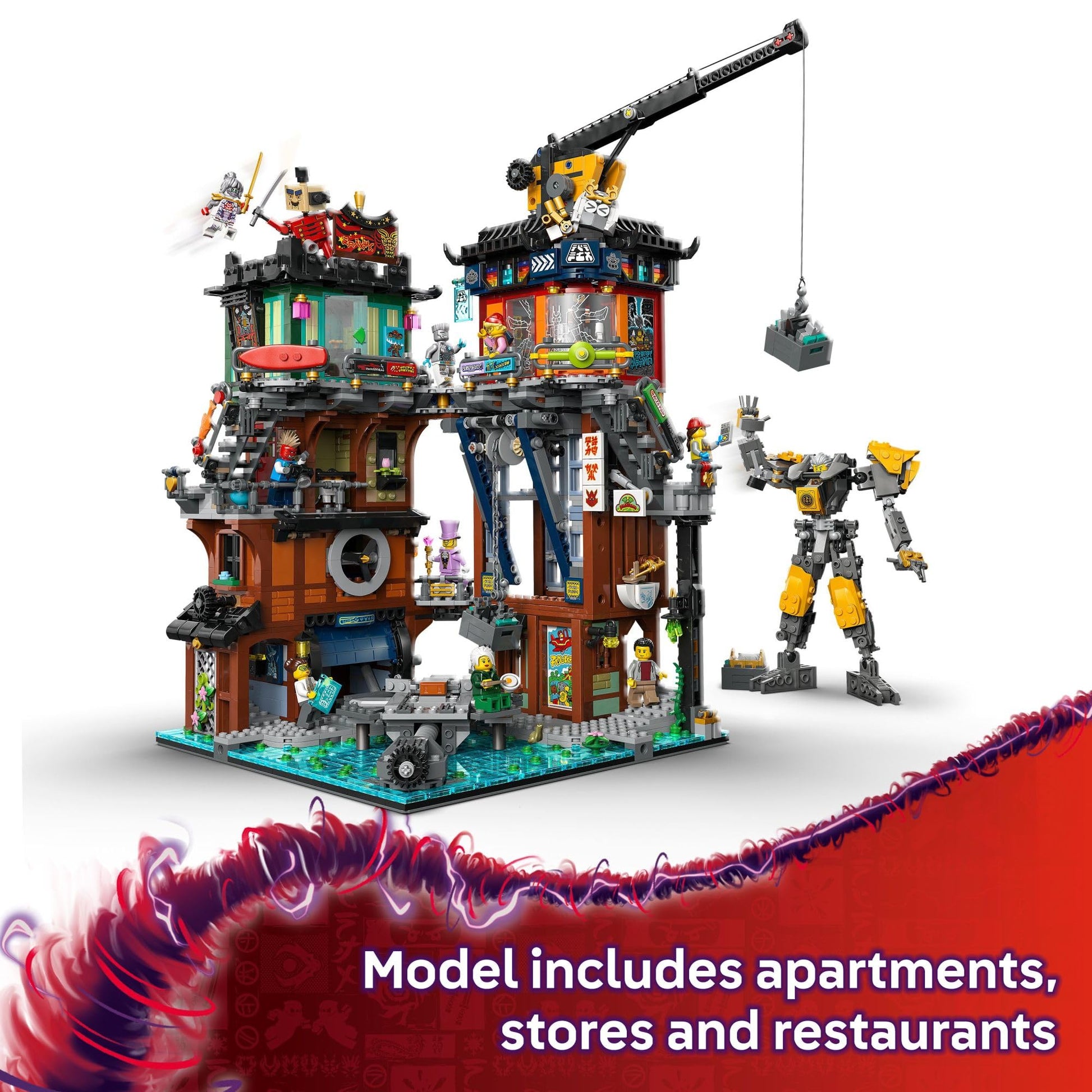 LEGO NINJAGO City Workshops Building Toy - Ninja Set for Boys & Girls, Ages 14+ - Gift for Teens - Includes 10 Minifigures and a Mech - for Play and