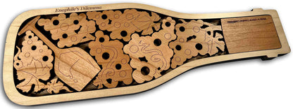 Enophile's Challenge or Bottle of Fine Wine Wood Brain Teaser Puzzle - Cherry Wood