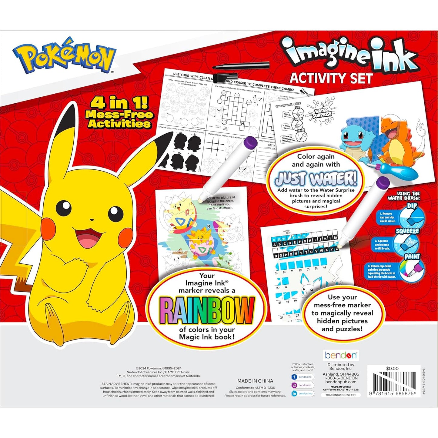 Pokemon Imagine Ink 4-in-1 Activity Set - Bundle Includes Pokemon Imagine Ink with Coloring Books, Stickers, Games, Puzzles, Drawing, and More |