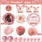 Flower Cake Toppers, Happy Birthday Rose Gold Cake Decorations with Artificial Flowers Butterfly Balls for Wedding Baby Shower Birthday Party Supplies
