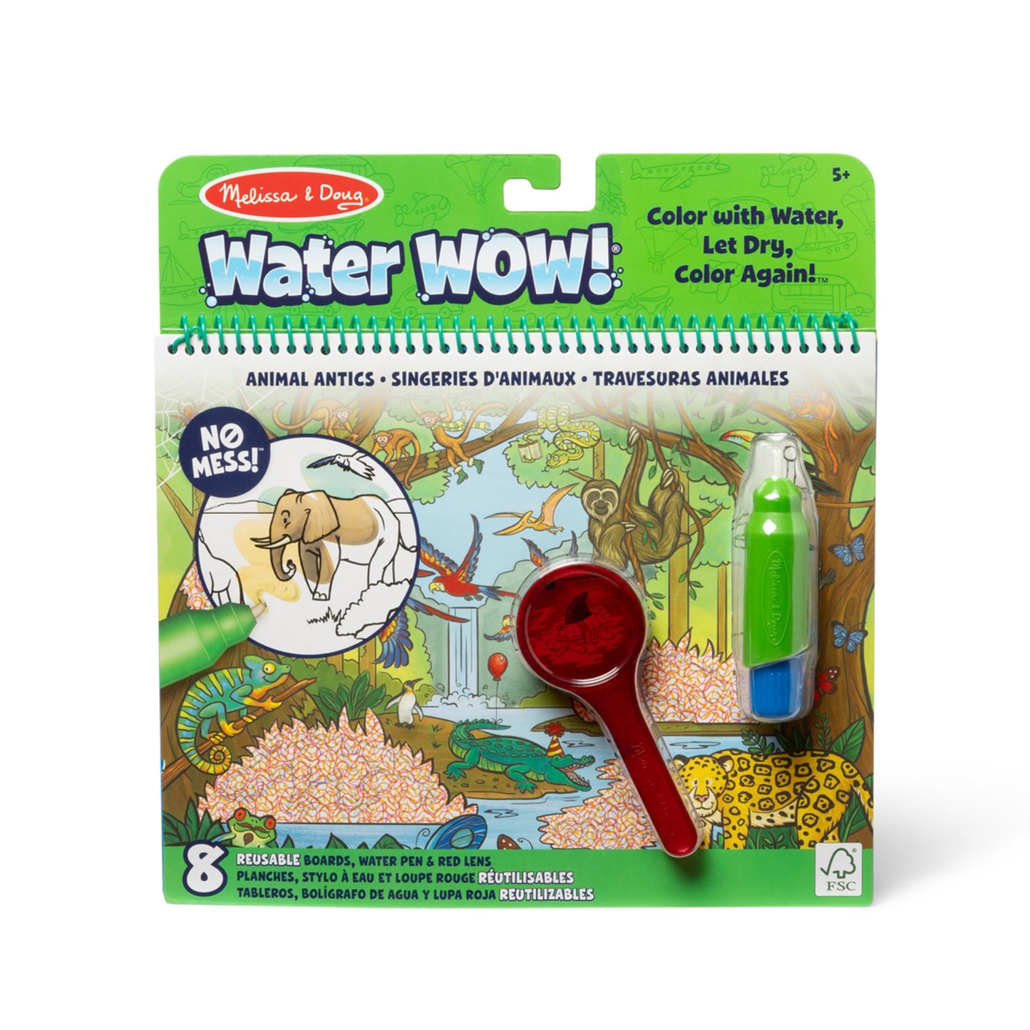 Melissa & Doug On the Go Water Wow! Reusable Water-Reveal Deluxe Activity Pad - Animal Antics
