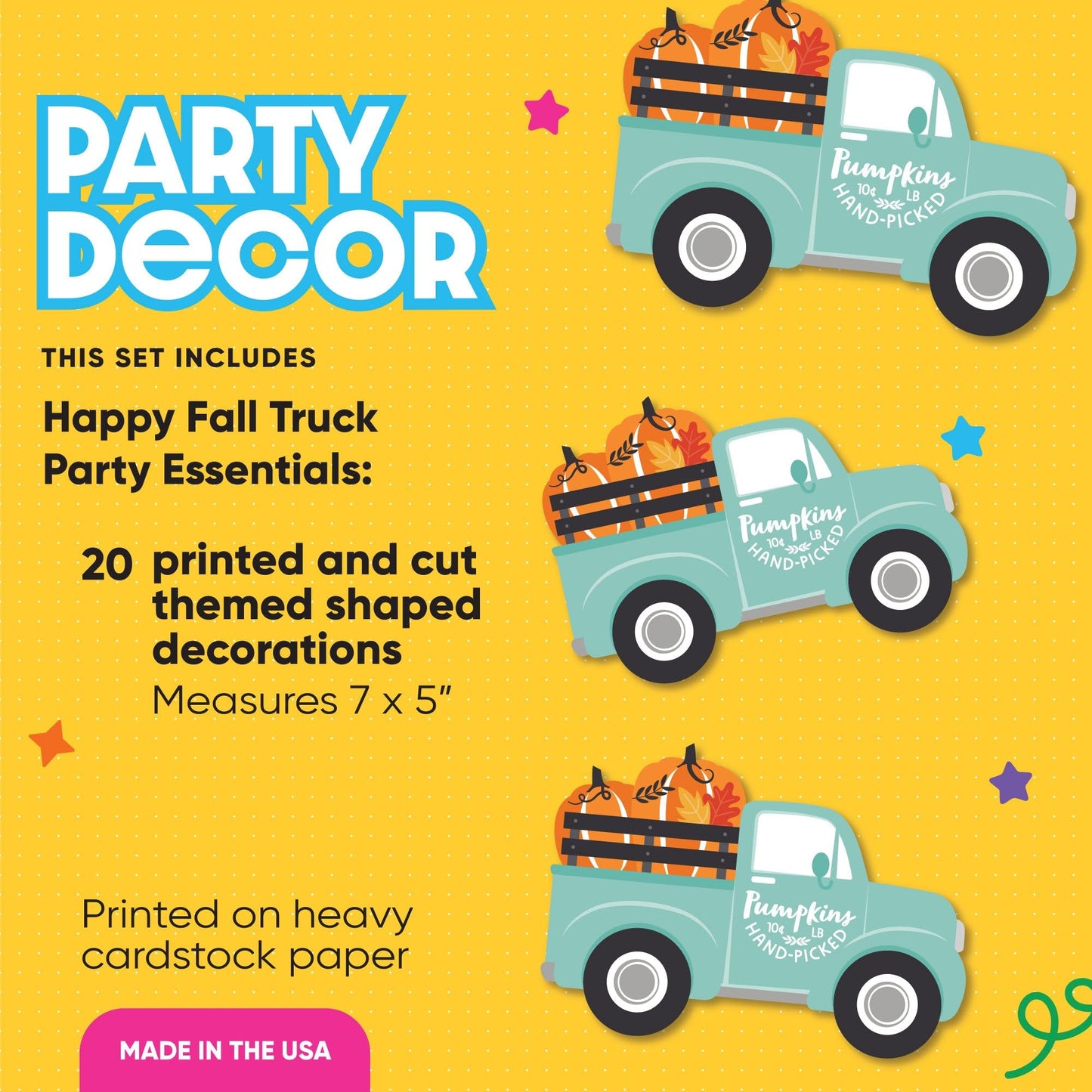 Big Dot of Happiness Happy Fall Truck - Decorations DIY Harvest Pumpkin Party Essentials - Set of 20